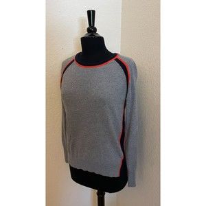 JCP Gray sweater -Navy and Orange Trim - Sz M